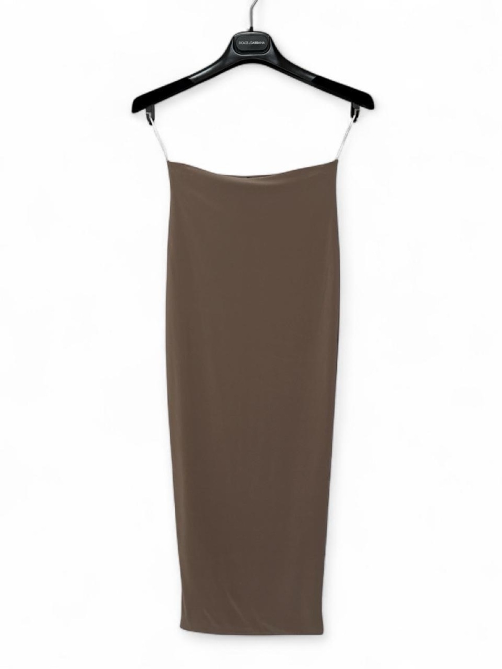 Sleek Taupe Midi Skirt - Streamlined Women's Skirt | Size S